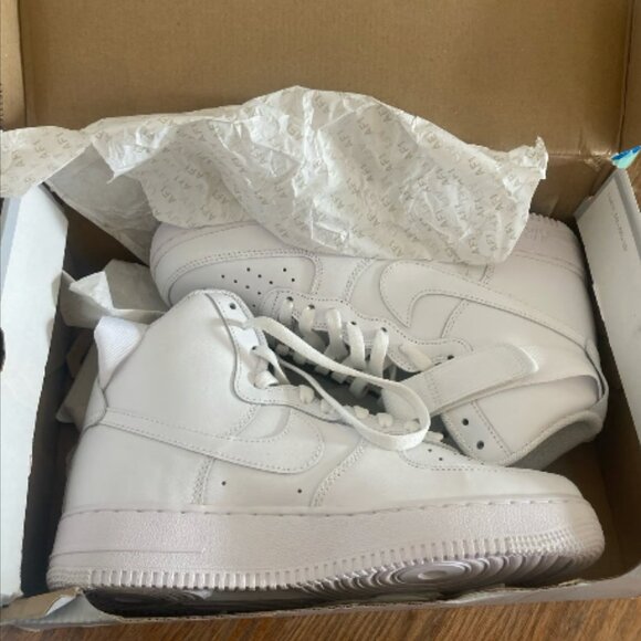 Nike AIR FORCE HIGH '07 men's size triple white hi tops